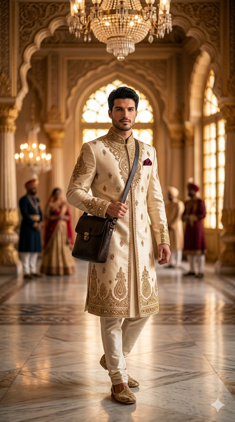 A handsome 25-year-old South Asian man wearing